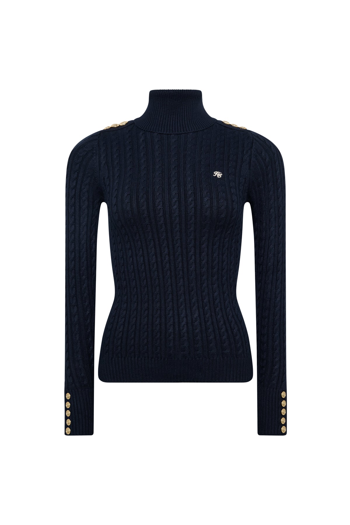 Seattle Roll Neck Cable Knit (Ink Navy)