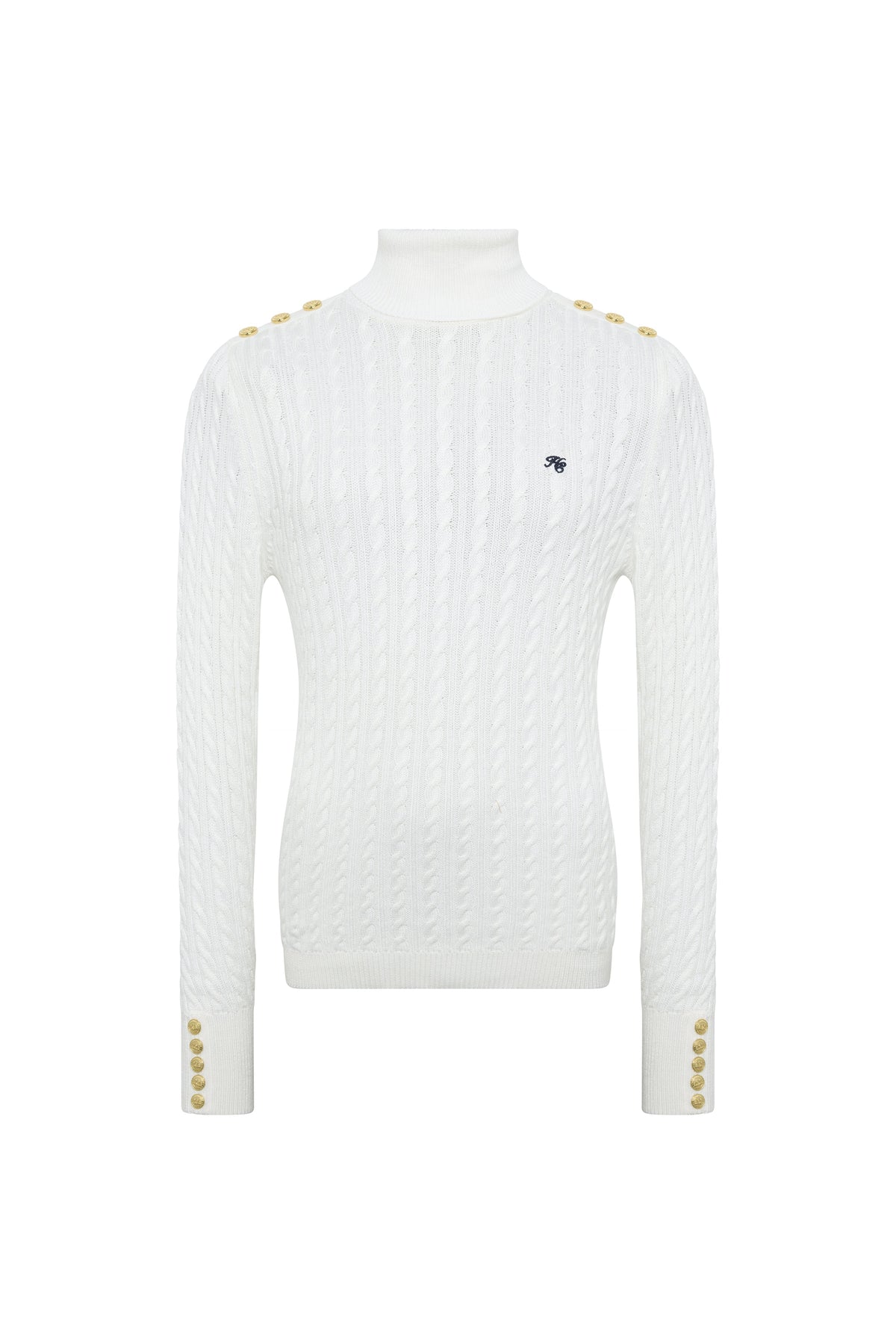 Seattle Roll Neck Cable Knit (Winter White)