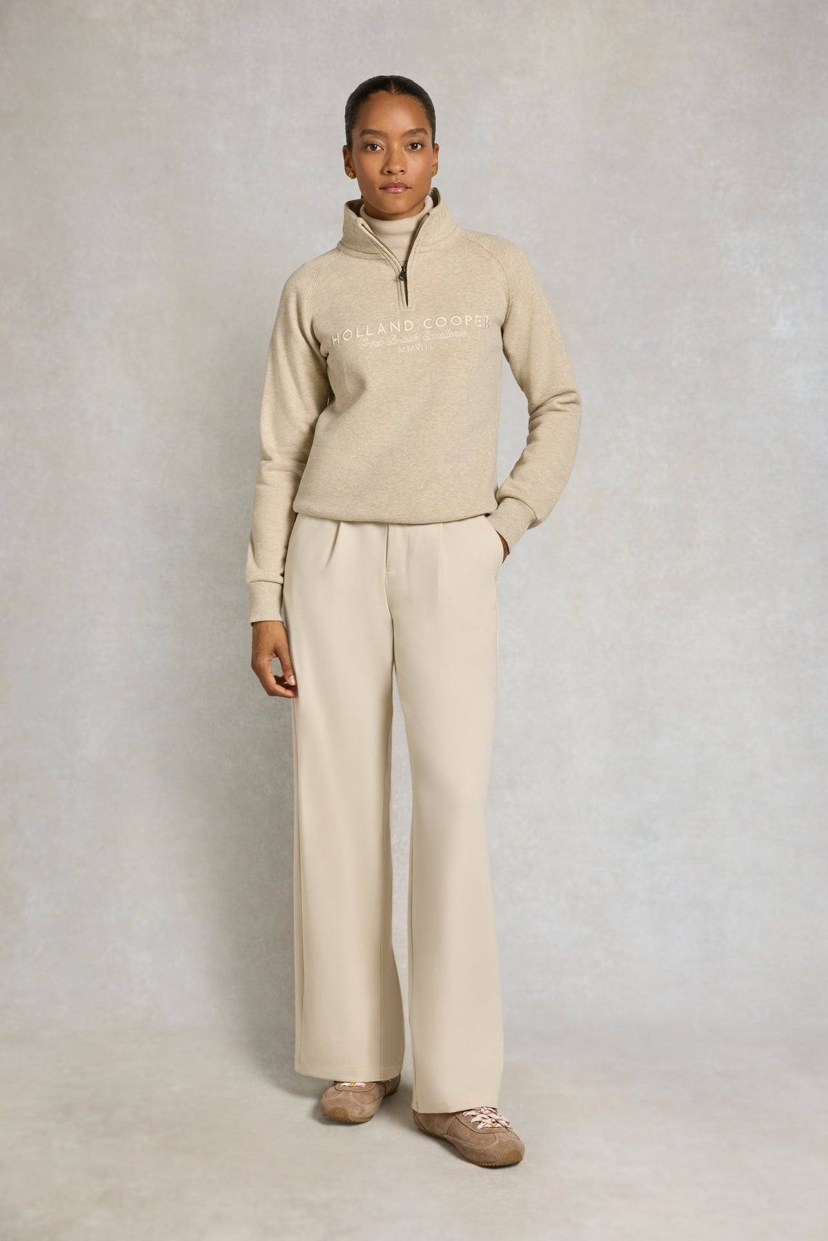 Sporting Goods Zip Henley (Oatmeal Marl)