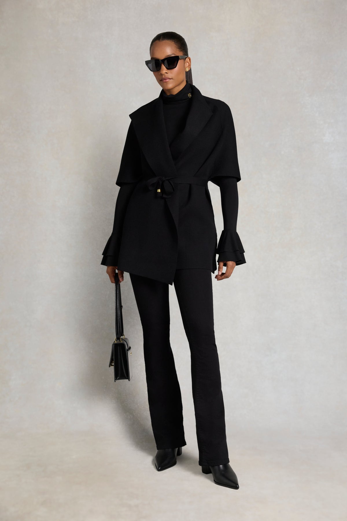 Supersoft Fluted Roll Neck Top (Black)
