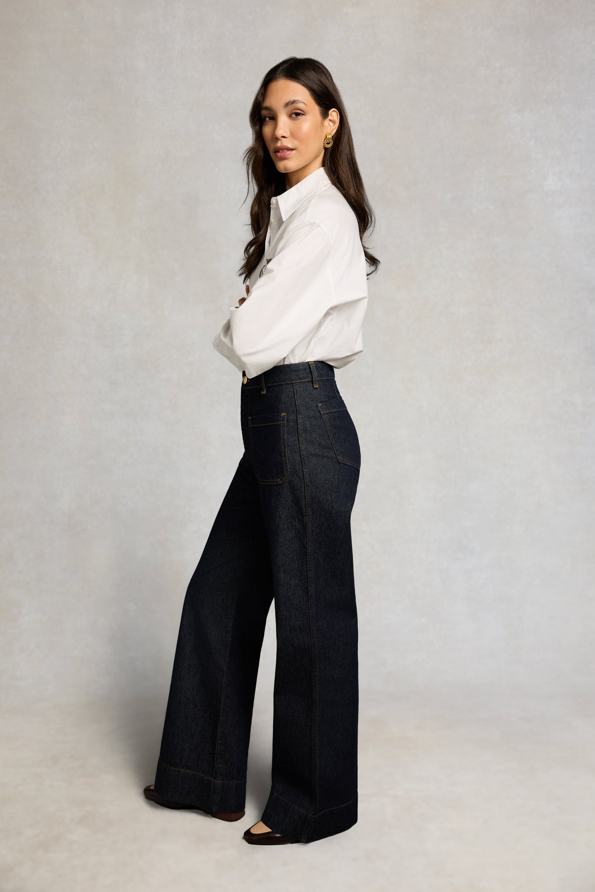 Tailored Flared Jean (Super Dark Denim)