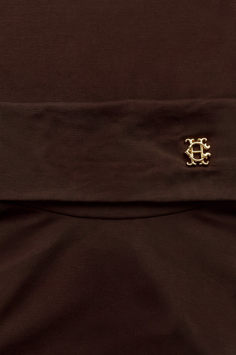 Supersoft Fluted Roll Neck Top (Walnut)