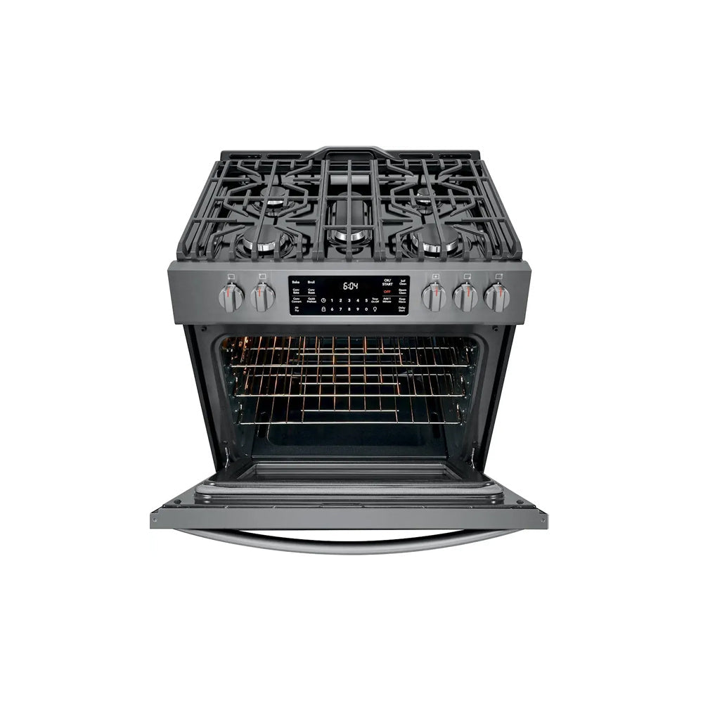 5.6 Cu Ft Freestanding 5 Burner Gas Range with Air Fry - Black Stainless Steel
