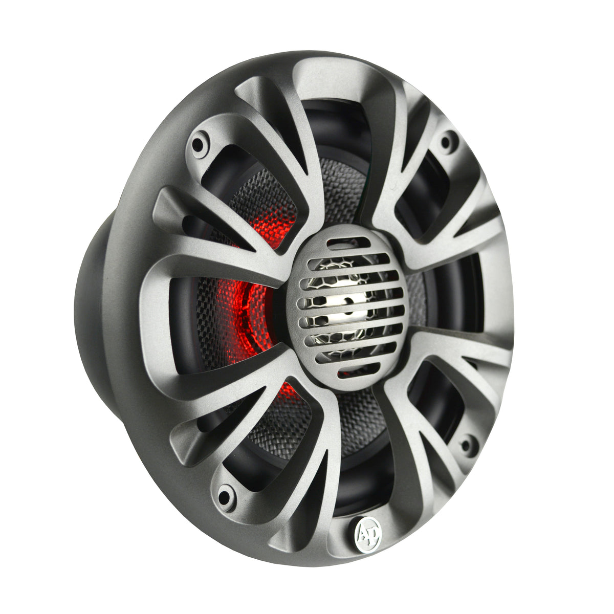 APMP-T830LD 8 Inch 500 Watt Max, 4 Ohm Marine Audio Coaxial Stereo Speaker with LED Lights and 1.5 Inch Kapton Voice Coil, (White and Titanium Grills included)
