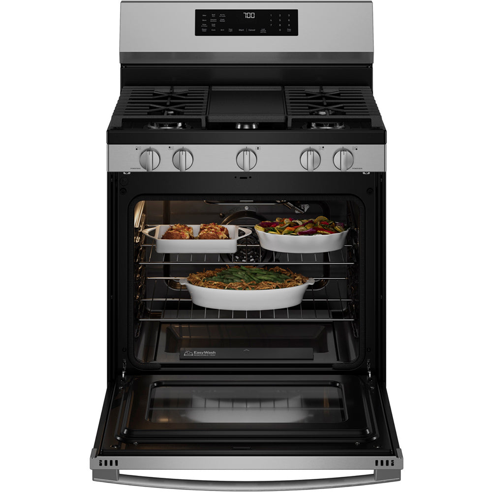 5.3 CuFt Smart Freestanding Convection Gas Range in Stainless Steel with No Preheat Air Fry and EasyWash™ Oven Tray