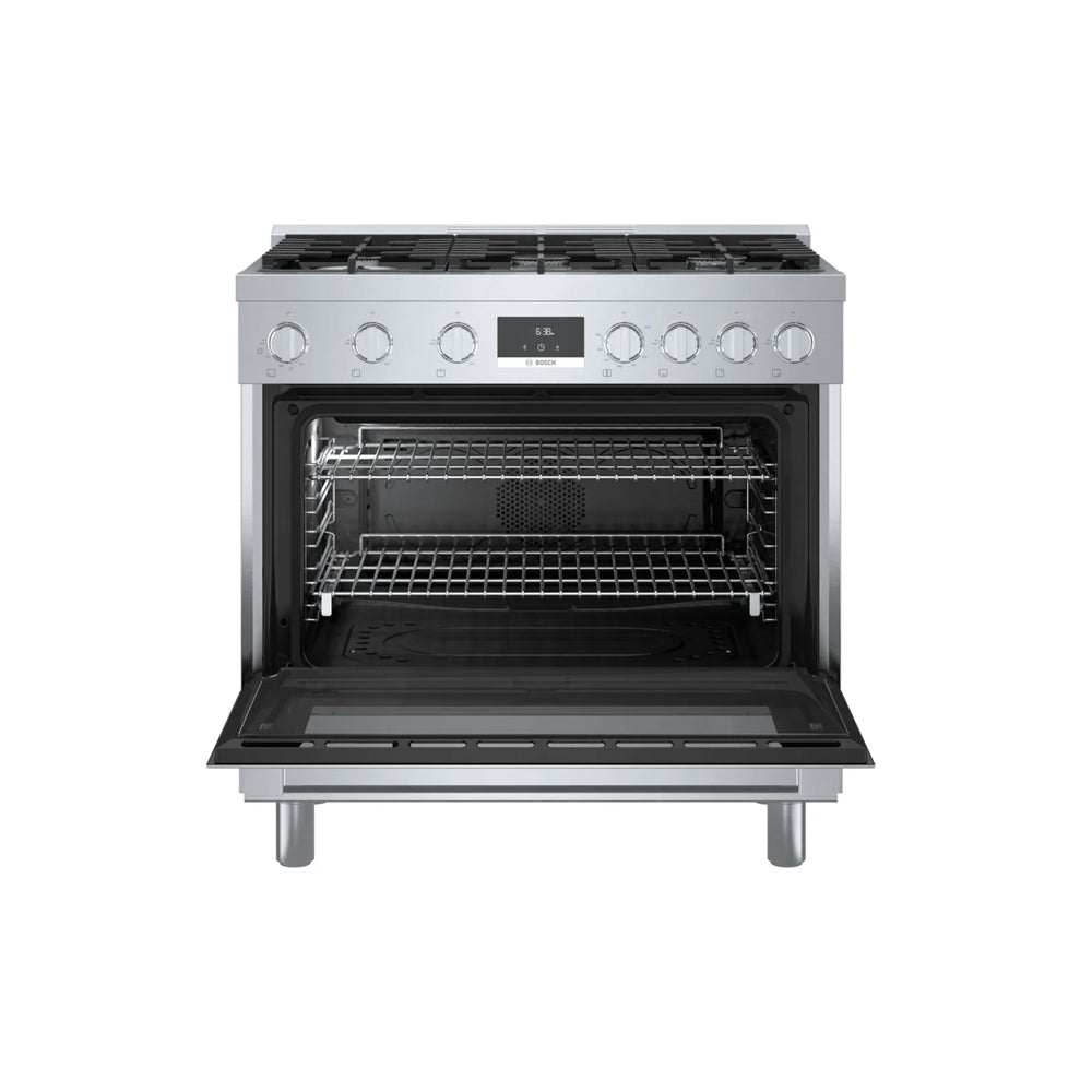 3.7 Cu Ft 800 Series Freestanding 6-Burner Front Control Dual Fuel Convection Gas Range - Stainless Steel