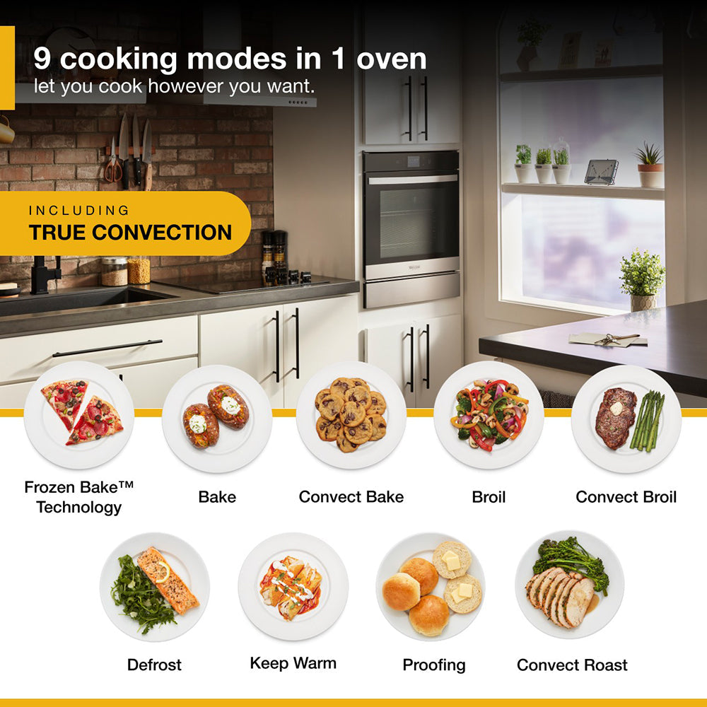 24" Smart Self-Cleaning True Convection Single Wall Oven in Stainless Steel with Hidden Bake Element