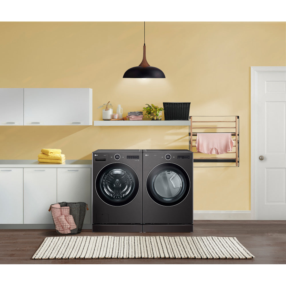 7.4 CuFt Smart Steam Sanitize Black Steel Gas Dryer with TurboSteam™ Technology