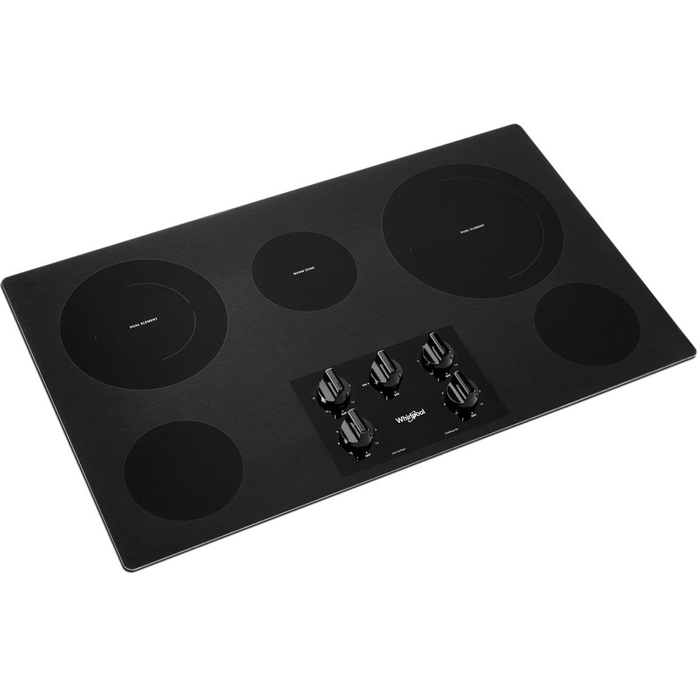 36" 5-Element Radiant Electric Cooktop in Black with Two Dual Radiant Elements