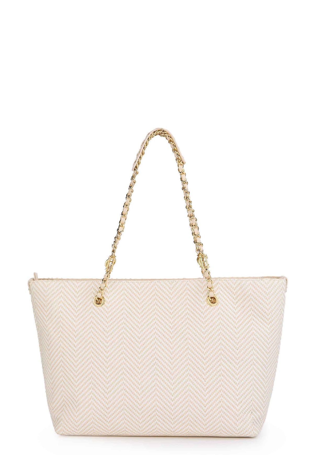 Amalfi Straw Tote (Cream Herringbone)