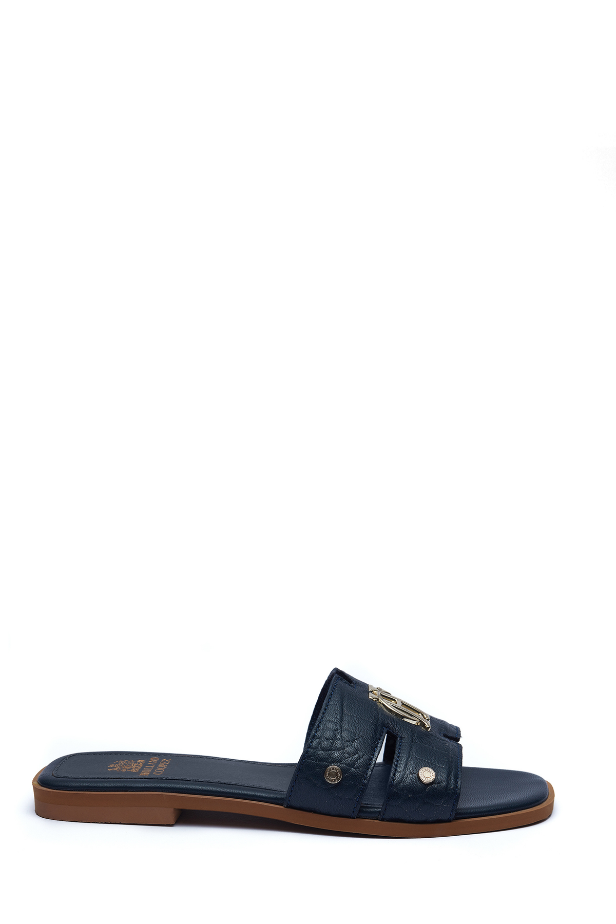 Monogram Slides (Navy Croc)