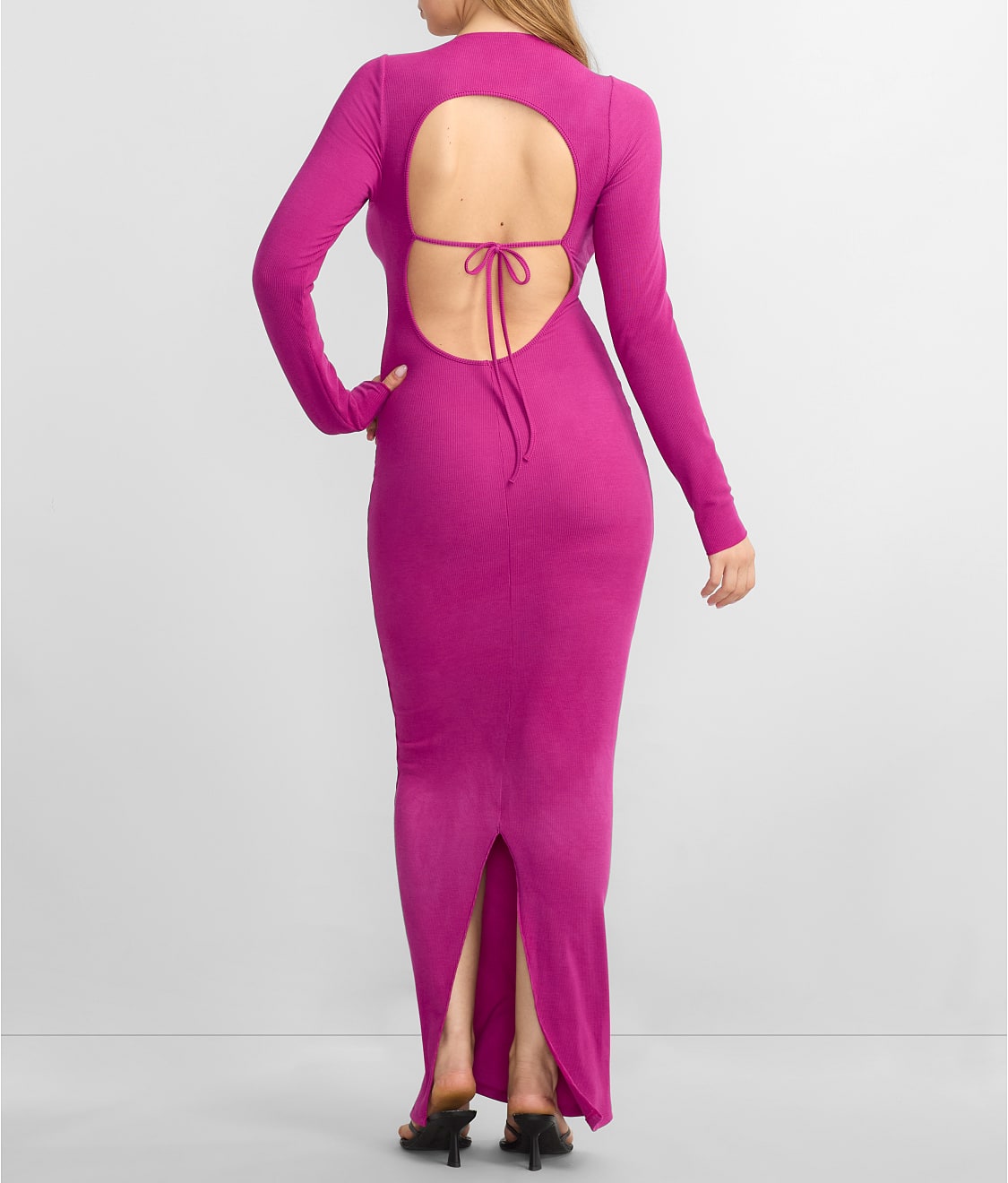 Ribbed Knit Tie-Back Lounge Dress