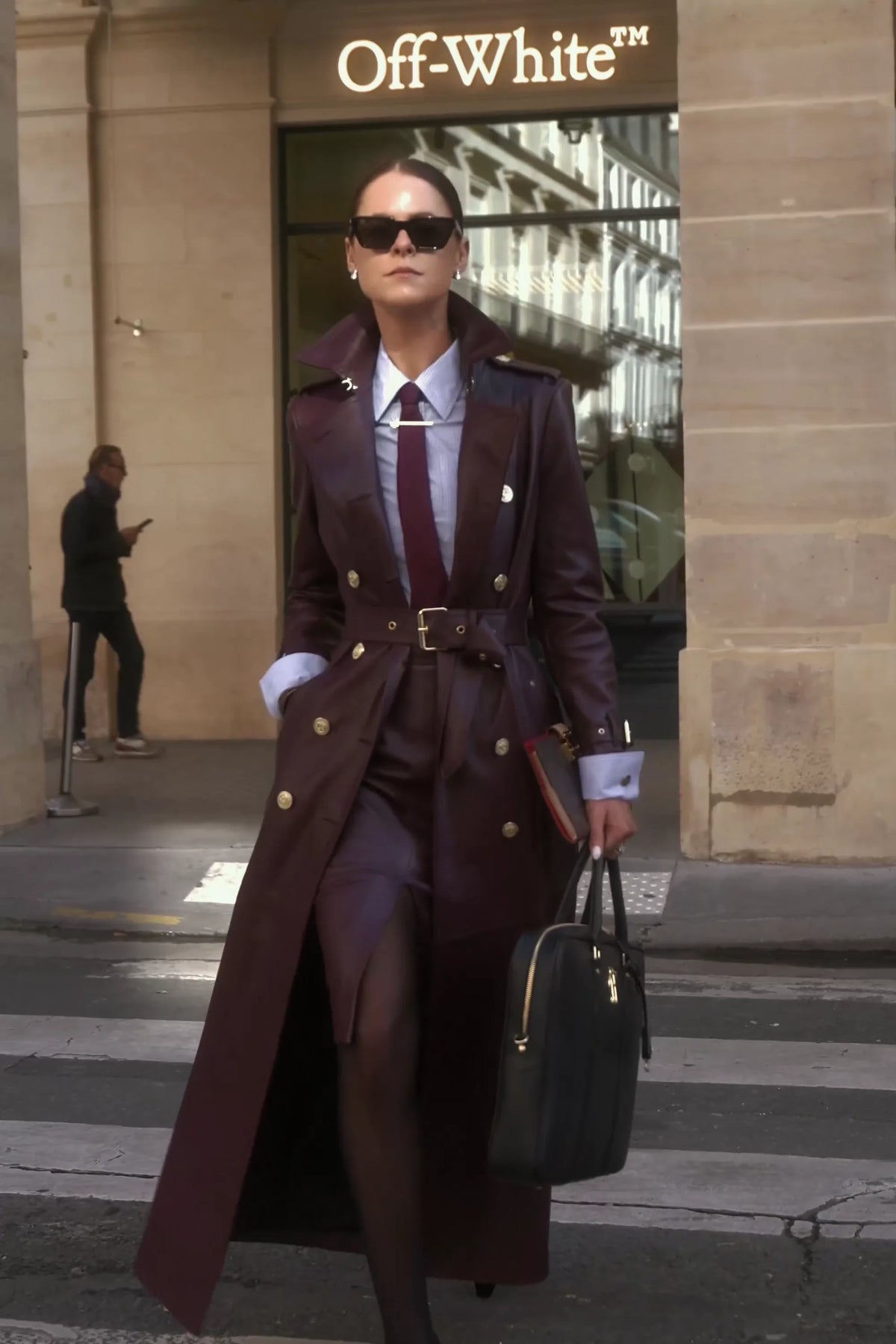 Jade's Oxblood Leather Trench Look