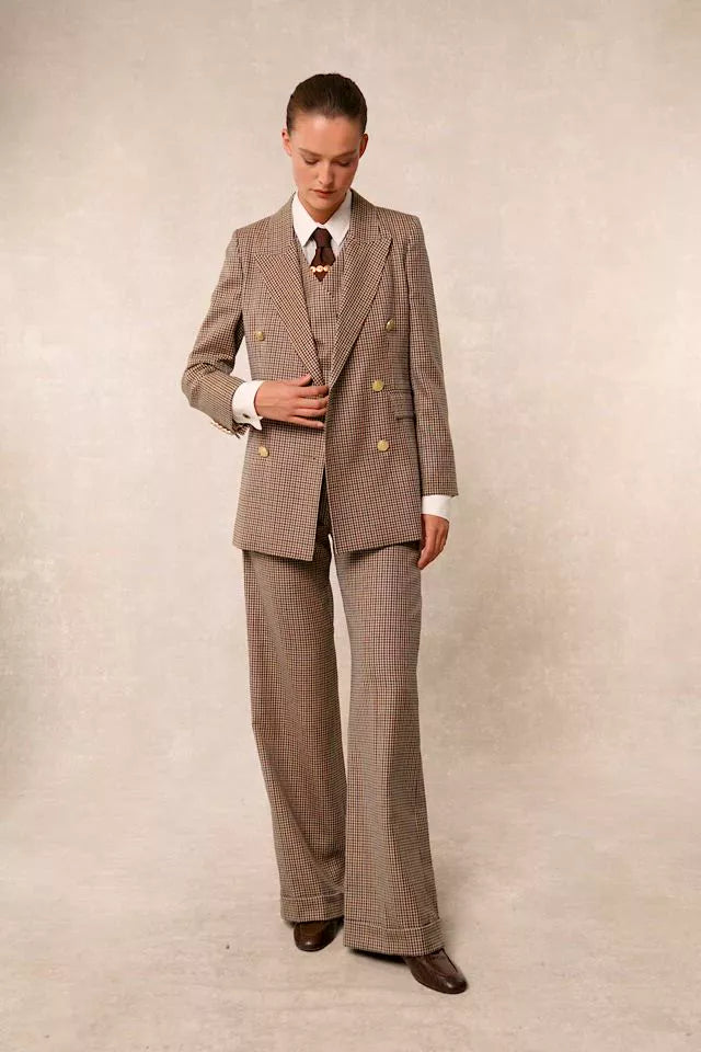 High Waisted Wide Leg Trouser (Westminster Tweed)