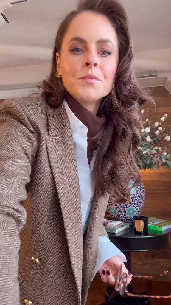 The Office Brown Herringbone Suit Set Look