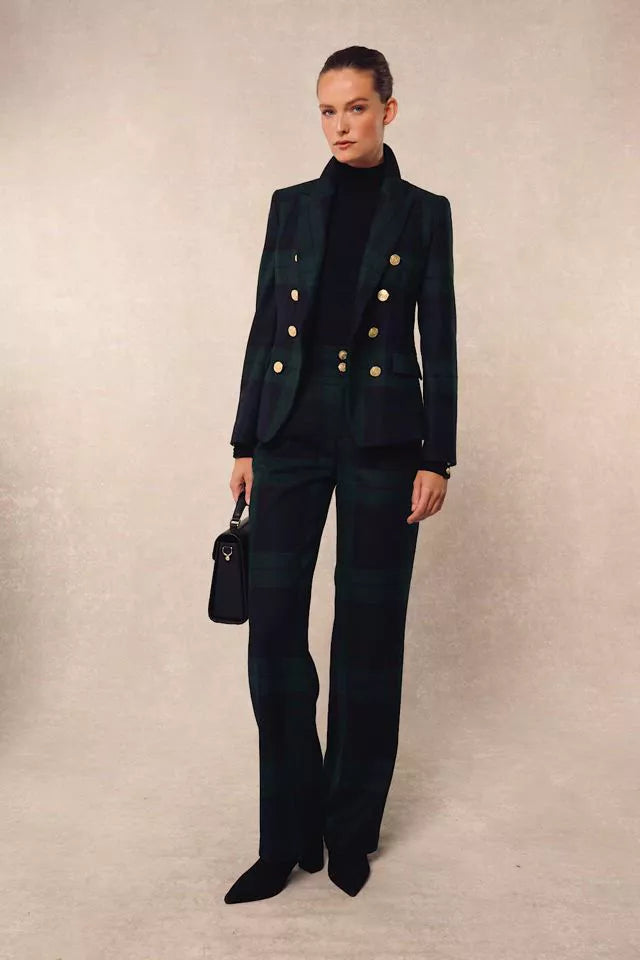 High Waisted Straight Trouser (Blackwatch)