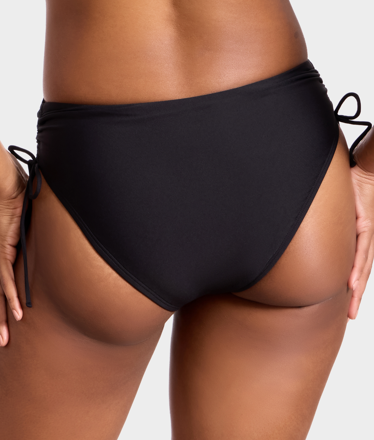 Adjustable Side Shirring High-Waist Bikini Bottom